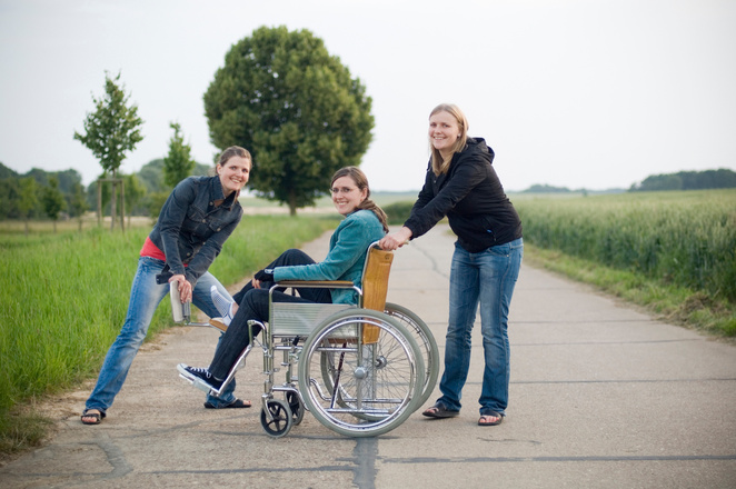 Friends with wheelchair